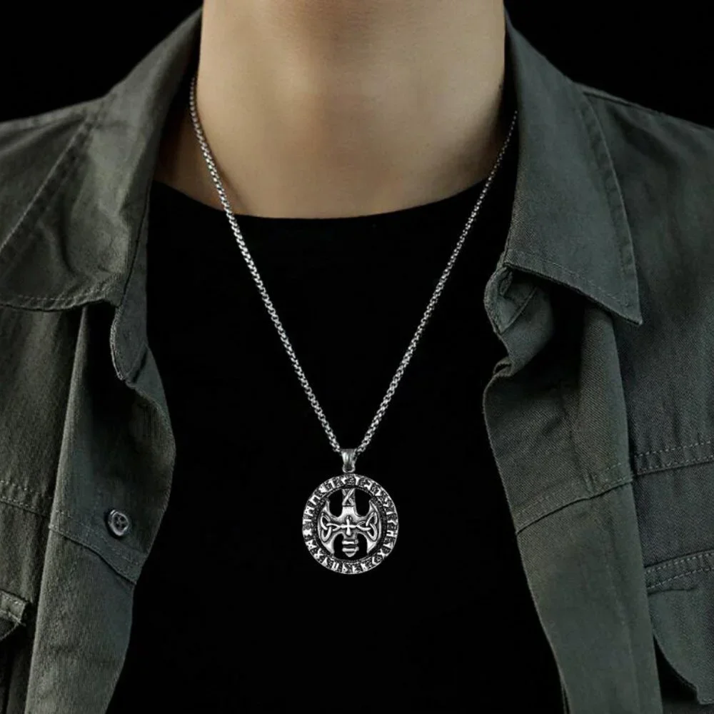 ❤️Viking axe titanium steel pendant necklace for women/men, N90201P175